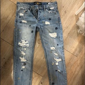 flower embroidered lucky brand jeans